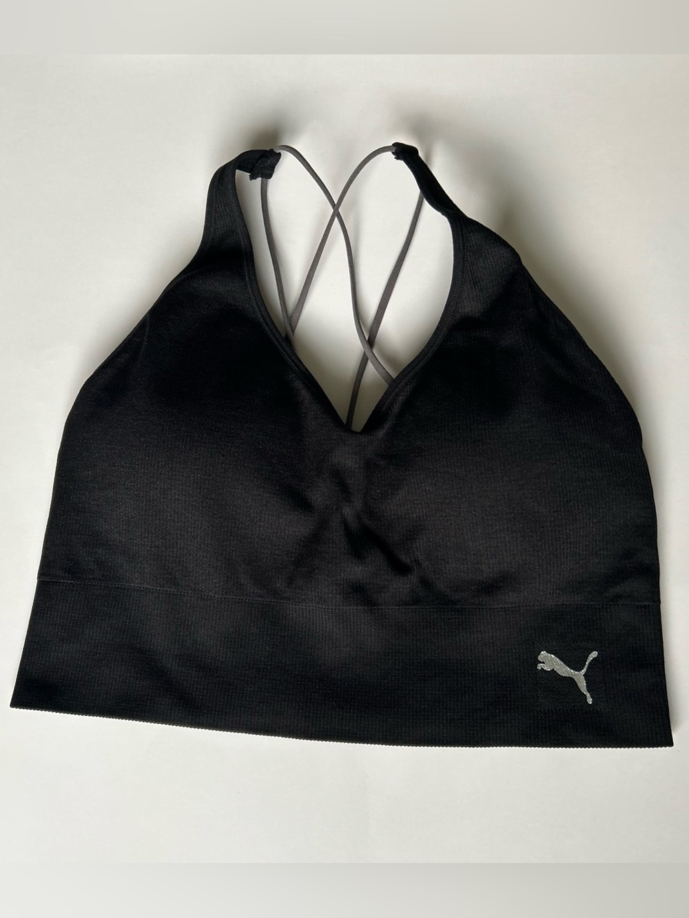 Puma Black Sports Bra with Gray Strappy Back